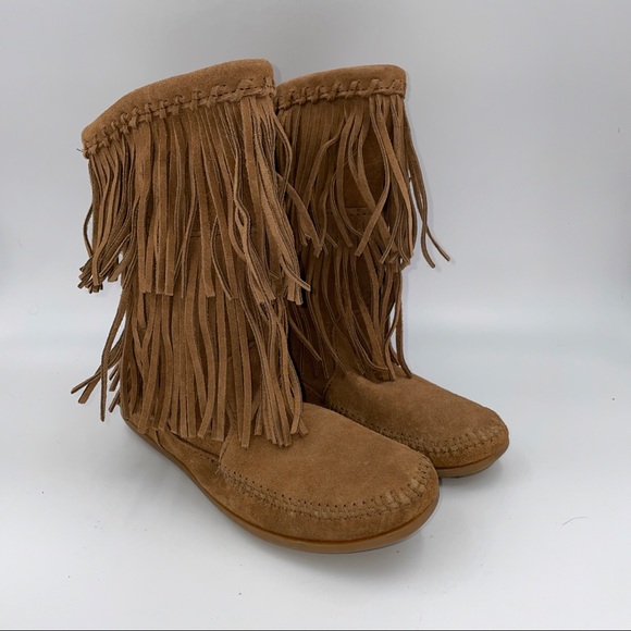 Minnetonka tiered fringed suede boots - Picture 3 of 6